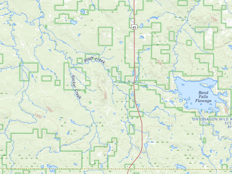 Radar-estimated hail-size map of the storm over Bruce Crossing, MI on Jul 20, 2026