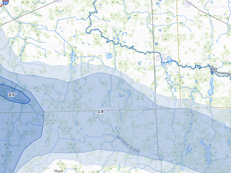 NEXRAD radar-signature map of the hail storm over Byron, MI on May 15, 2026