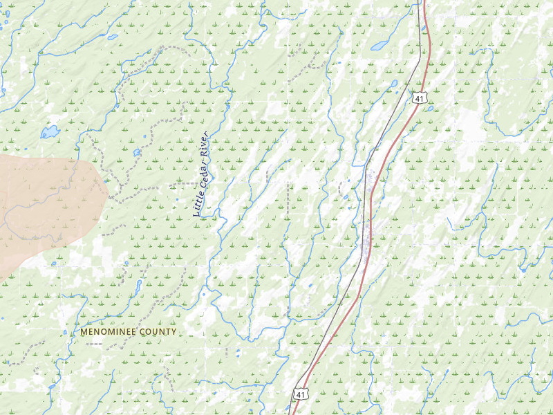 Radar-estimated hail-size map of the storm over Carney, MI on Jun 28, 2026