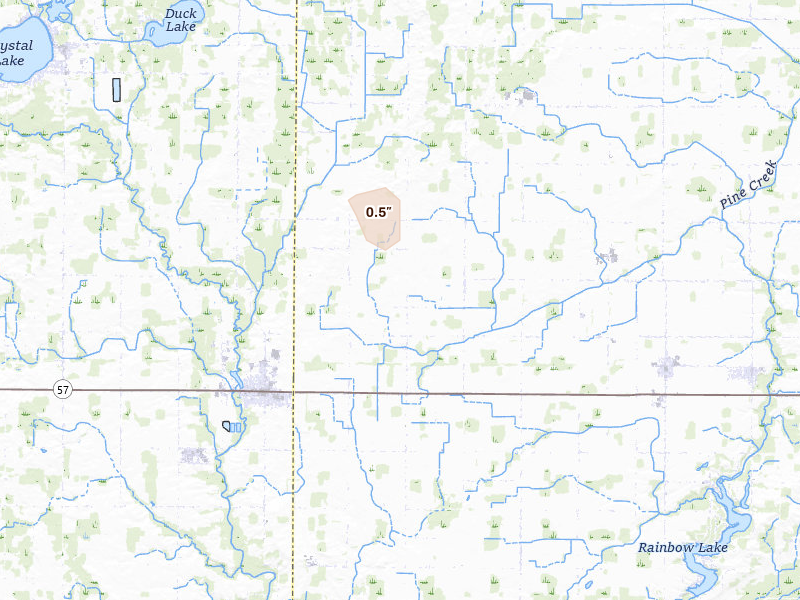 Radar-estimated hail-size map of the storm over Carson City, MI