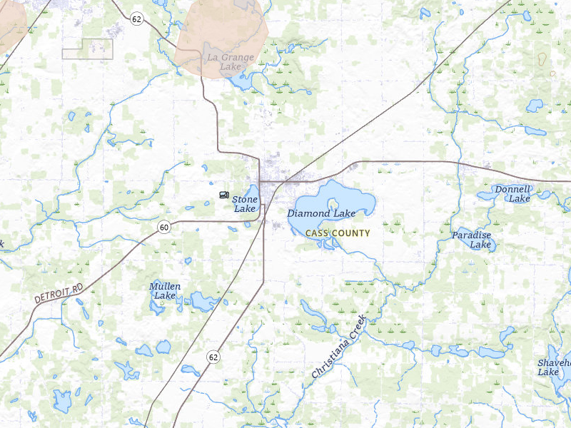 Radar-estimated hail-size map of the storm over Cassopolis, MI on Jul 3, 2026