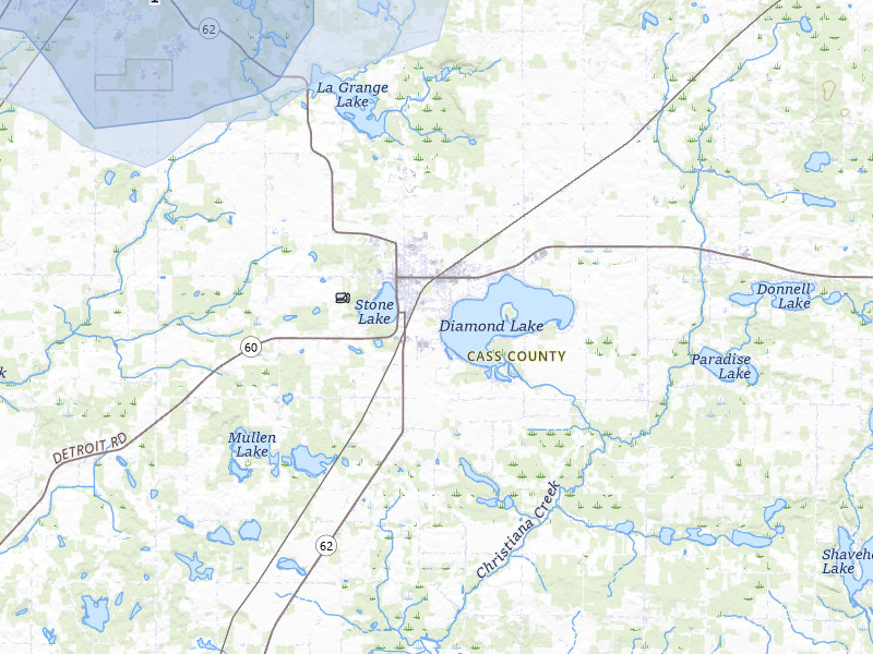 NEXRAD radar-signature map of the hail over Cassopolis, MI