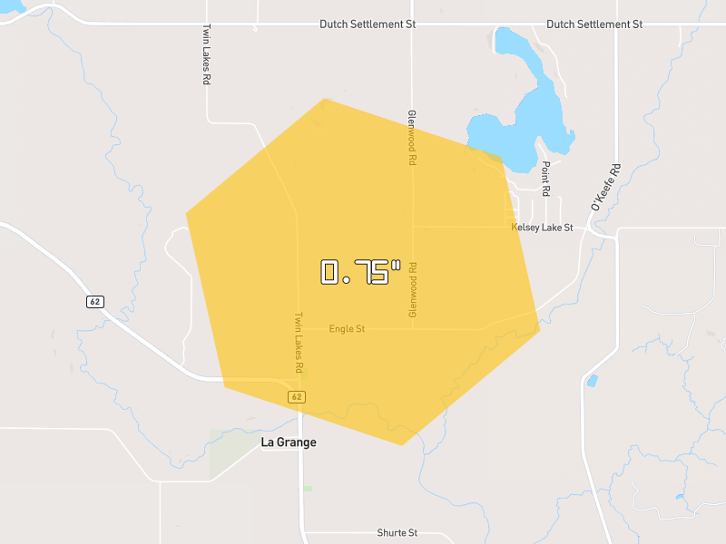 Hail map of Cassopolis, MI on Jul 3, 2026, hail up to 0.75"