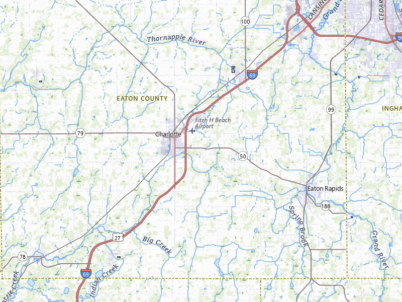 NEXRAD radar-signature map of the hail storm over Charlotte, MI on Mar 6, 2026