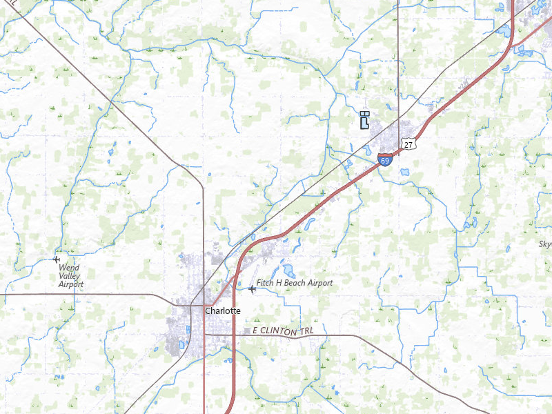 Radar-estimated hail-size map of the storm over Charlotte, MI on Mar 30, 2026