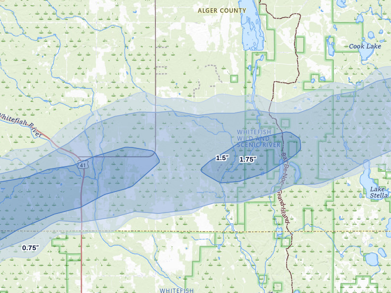 NEXRAD radar-signature map of the hail storm over Chatham, MI on Jun 30, 2026