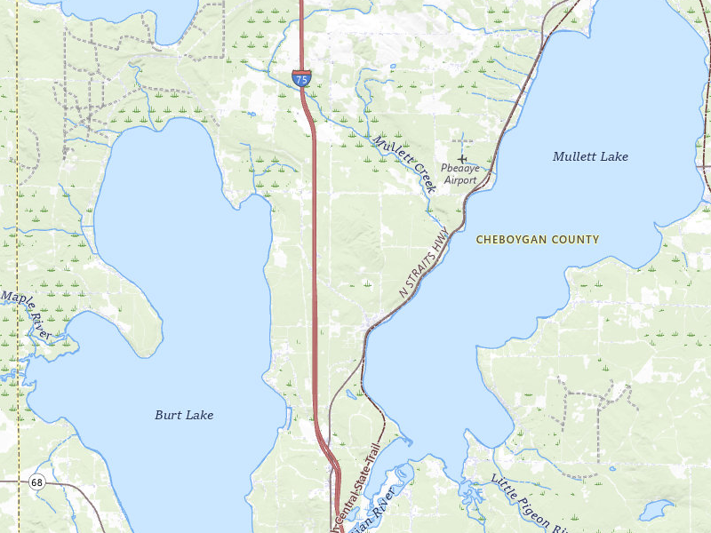 Radar-estimated hail-size map of the storm over Cheboygan, MI on Jul 12, 2026