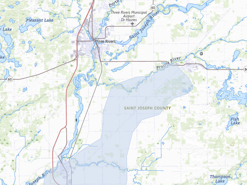 NEXRAD radar-signature map of the hail over Constantine, MI