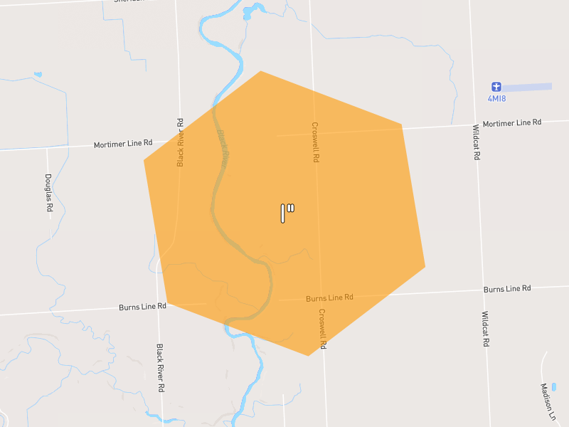 Hail map of Croswell, MI on Jul 21, 2026, hail up to 1"