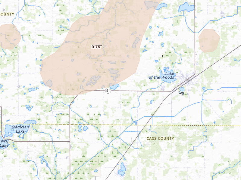 Radar-estimated hail-size map of the storm over Decatur, MI