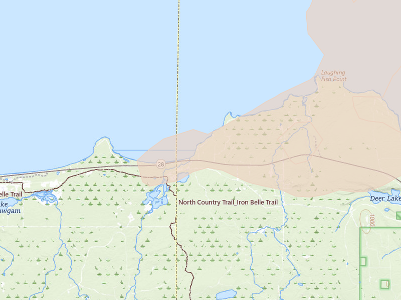 Radar-estimated hail-size map of the storm over Deerton, MI on Jun 30, 2026