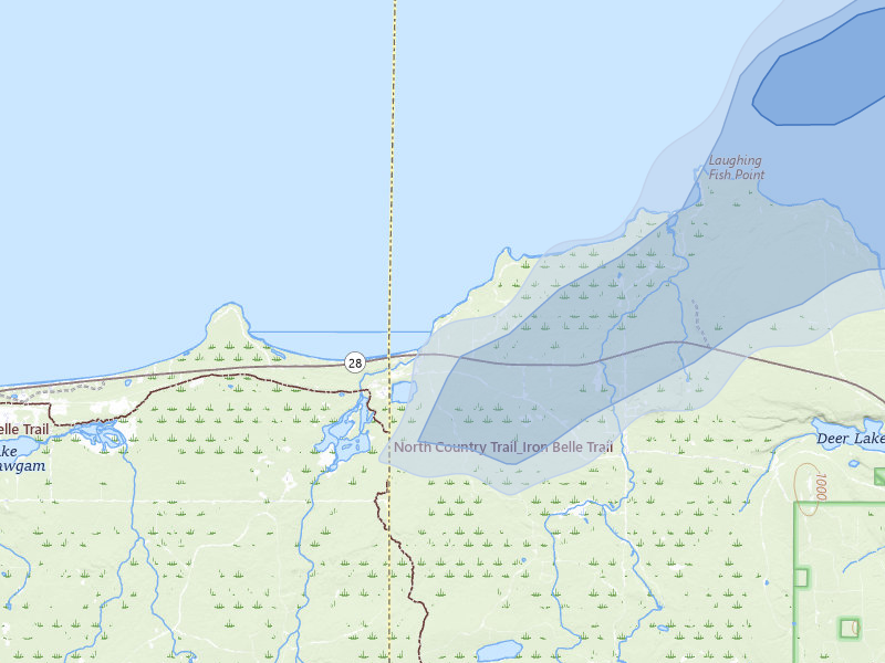 NEXRAD radar-signature map of the hail storm over Deerton, MI on Jun 30, 2026