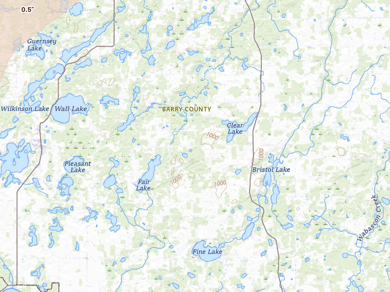 Radar-estimated hail-size map of the storm over Delton, MI on Apr 13, 2026