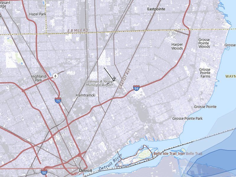 NEXRAD radar-signature map of the hail storm over Detroit, MI on Jul 3, 2026