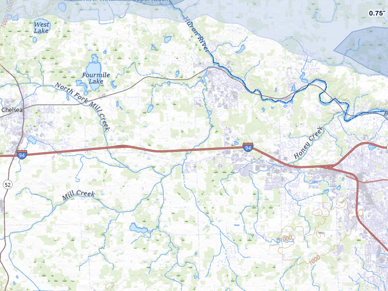 NEXRAD radar-signature map of the hail storm over Dexter, MI on Mar 30, 2026