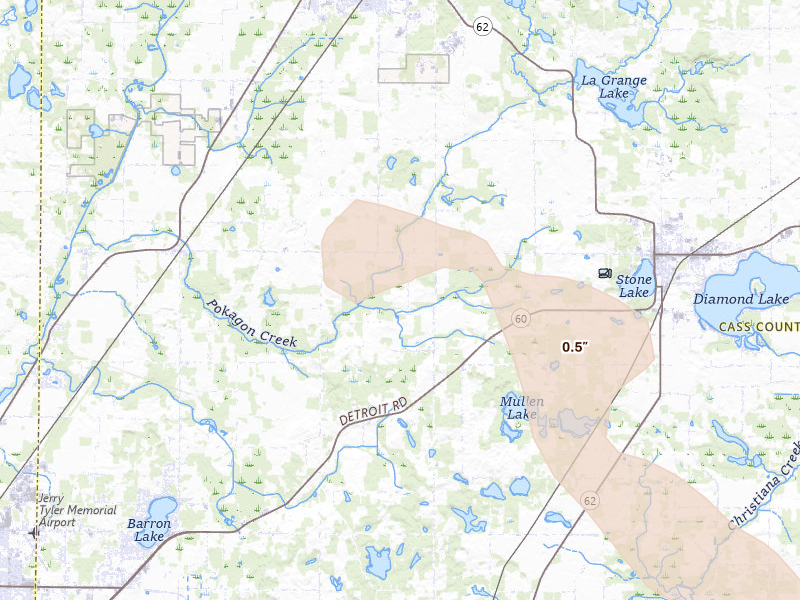 Radar-estimated hail-size map of the storm over Dowagiac, MI