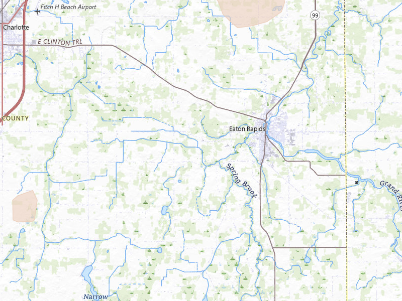 Radar-estimated hail-size map of the storm over Eaton Rapids, MI on Jul 3, 2026