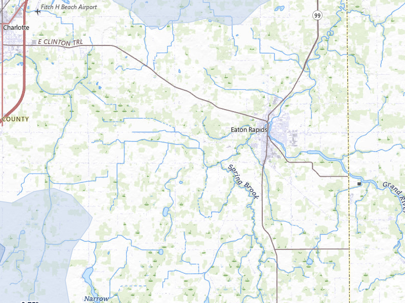NEXRAD radar-signature map of the hail over Eaton Rapids, MI