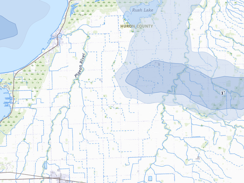 NEXRAD radar-signature map of the hail storm over Elkton, MI on Mar 30, 2026