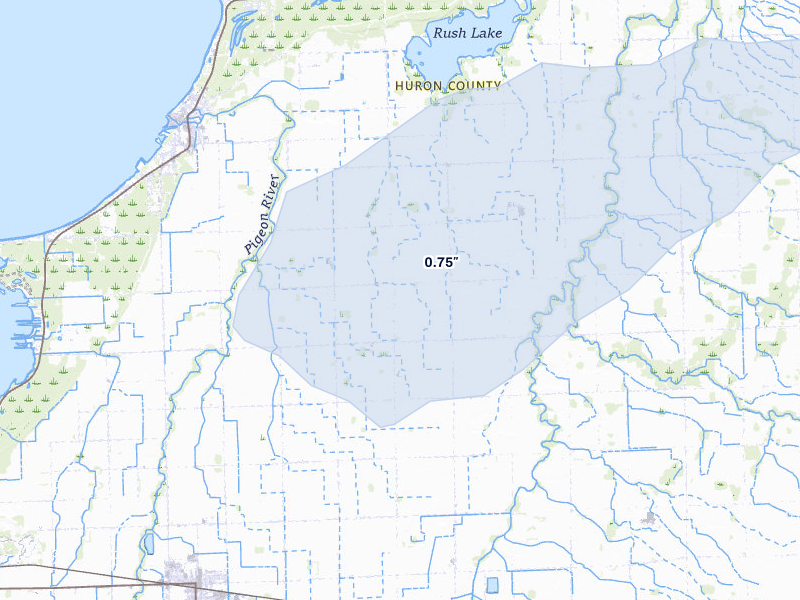 NEXRAD radar-signature map of the hail storm over Elkton, MI on May 4, 2026