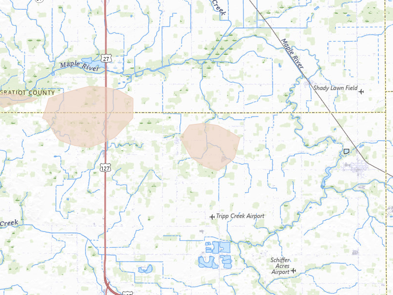 Radar-estimated hail-size map of the storm over Elsie, MI