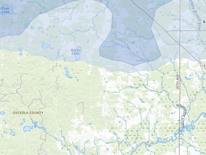 NEXRAD radar-signature map of the hail storm over Evart, MI on Mar 30, 2026
