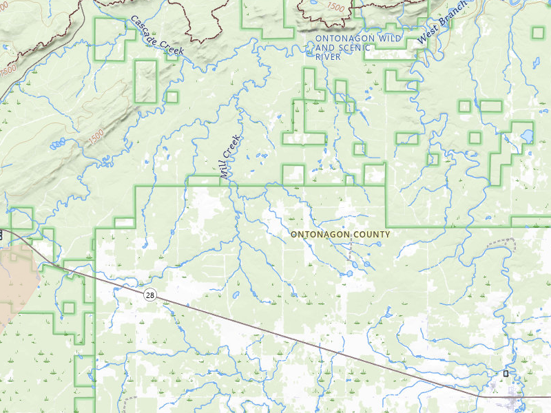 Radar-estimated hail-size map of the storm over Ewen, MI on Jun 29, 2026