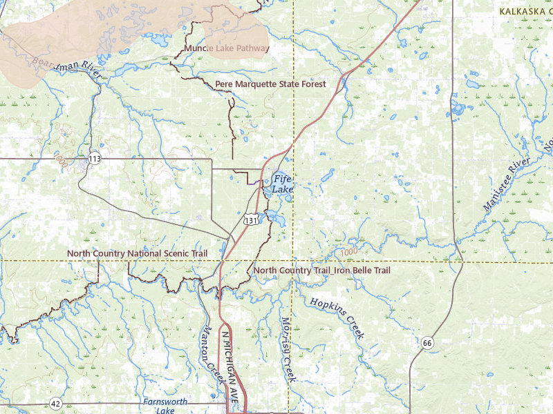 Radar-estimated hail-size map of the storm over Fife Lake, MI on Jul 1, 2026