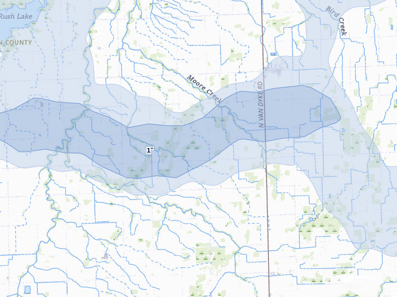 NEXRAD radar-signature map of the hail storm over Filion, MI on Mar 30, 2026