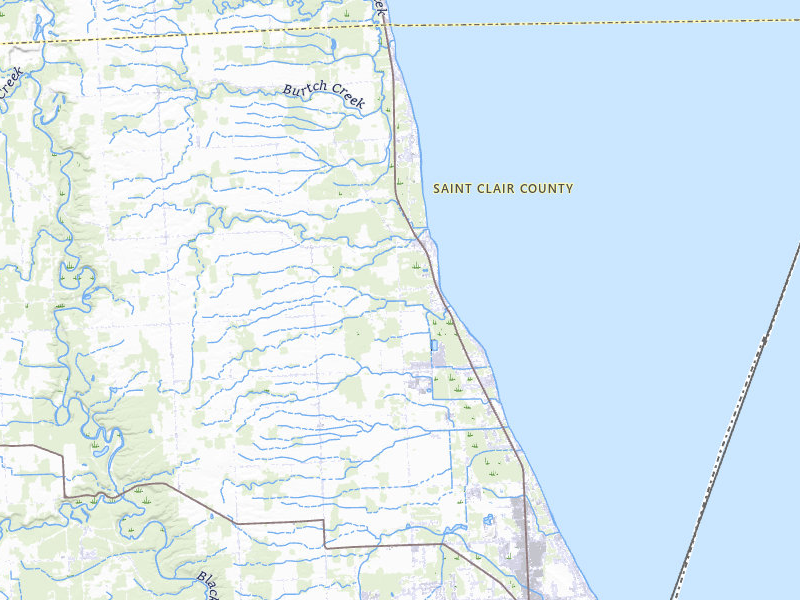 Radar-estimated hail-size map of the storm over Fort Gratiot, MI on Jul 21, 2026