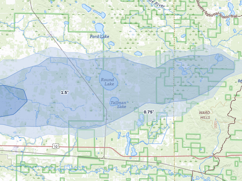 NEXRAD radar-signature map of the hail over Fountain, MI