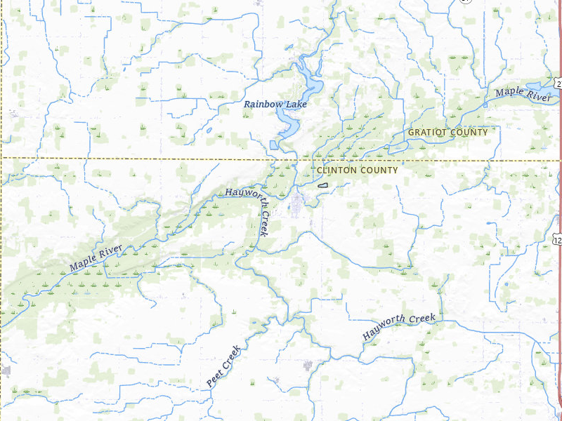 Radar-estimated hail-size map of the storm over Fowler, MI on Jul 9, 2026