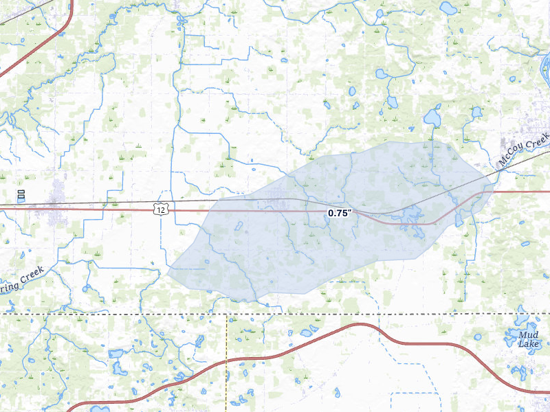 NEXRAD radar-signature map of the hail over Galien, MI