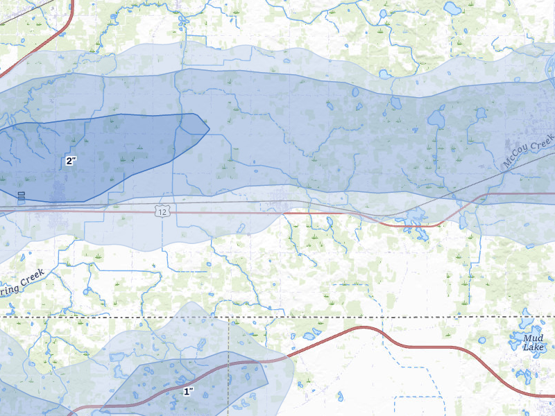 NEXRAD radar-signature map of the hail storm over Galien, MI on Aug 9, 2026