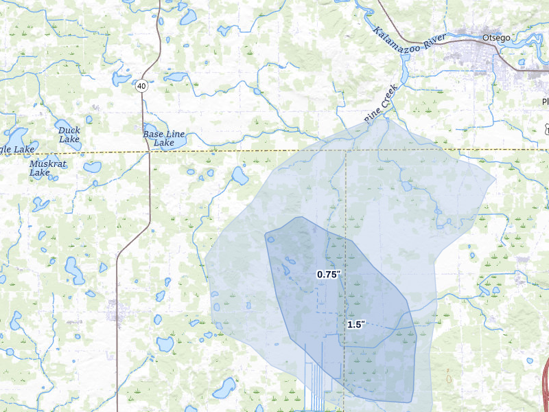 NEXRAD radar-signature map of the hail storm over Gobles, MI on May 18, 2026
