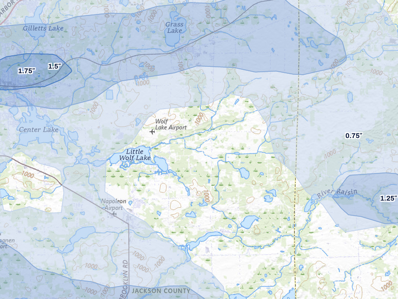 NEXRAD radar-signature map of the hail storm over Grass Lake, MI on Jul 3, 2026