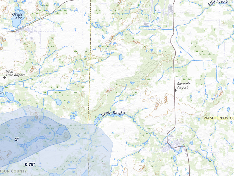 NEXRAD radar-signature map of the hail storm over Grass Lake, MI on Aug 9, 2026