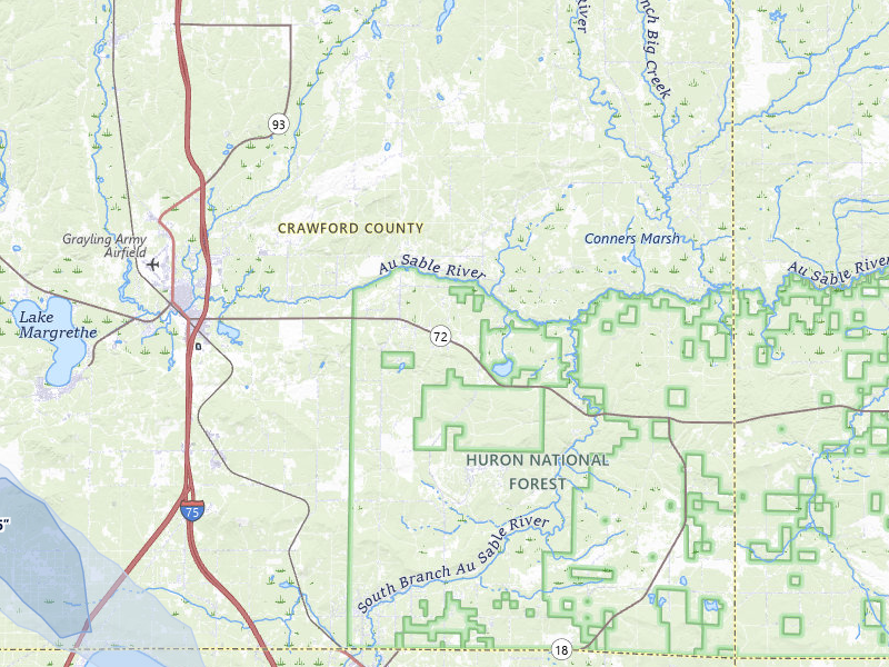 NEXRAD radar-signature map of the hail over Grayling, MI