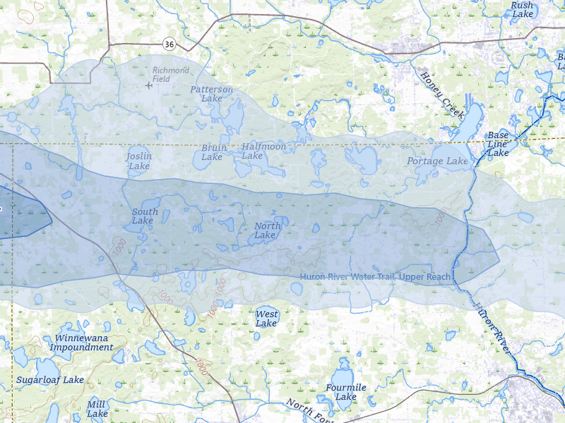 NEXRAD radar-signature map of the hail storm over Gregory, MI on Mar 30, 2026