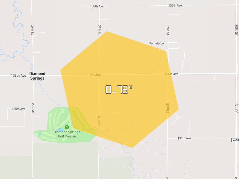 Hail map of Hamilton, MI on Jul 3, 2026, hail up to 0.75"