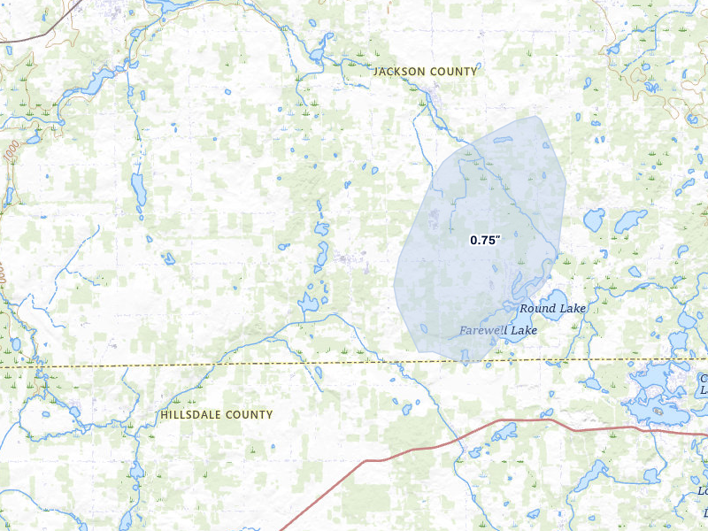 NEXRAD radar-signature map of the hail storm over Hanover, MI on May 18, 2026