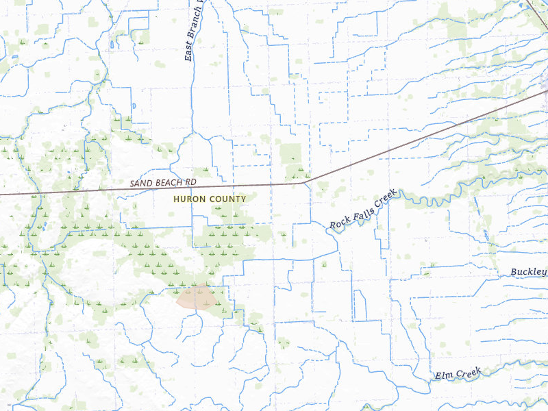 Radar-estimated hail-size map of the storm over Harbor Beach, MI on May 17, 2026