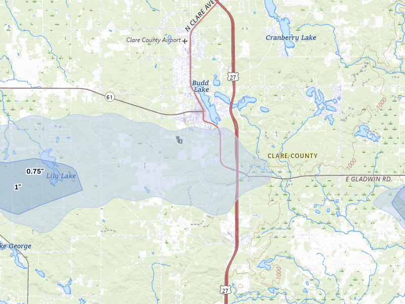 NEXRAD radar-signature map of the hail storm over Harrison, MI on Mar 30, 2026