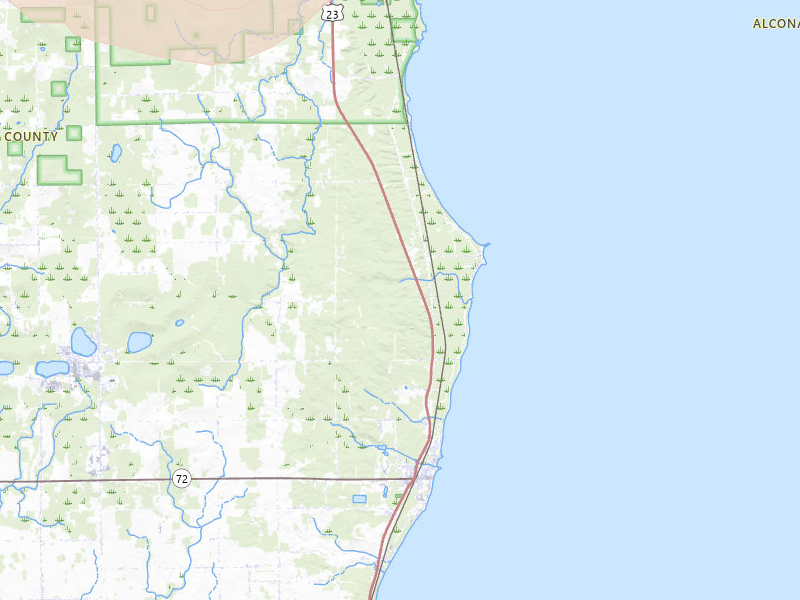 Radar-estimated hail-size map of the storm over Harrisville, MI on Jul 1, 2026