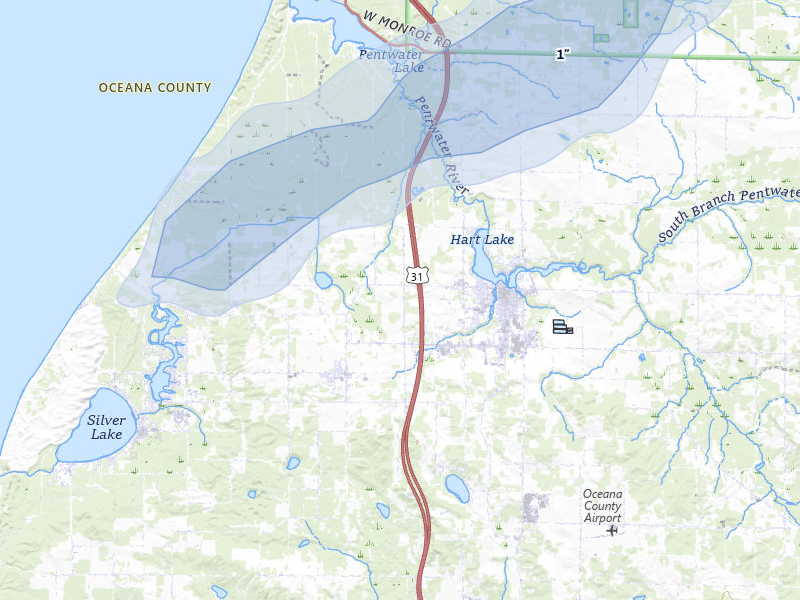 NEXRAD radar-signature map of the hail storm over Hart, MI on Mar 6, 2026