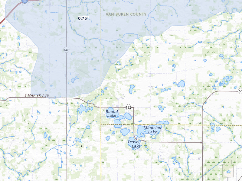 NEXRAD radar-signature map of the hail storm over Hartford, MI on May 18, 2026