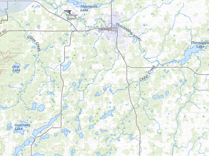 NEXRAD radar-signature map of the hail over Hastings, MI