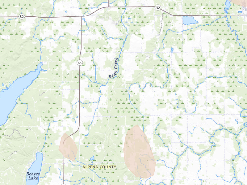 Radar-estimated hail-size map of the storm over Herron, MI