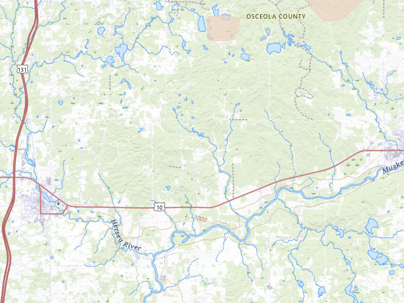Radar-estimated hail-size map of the storm over Hersey, MI on Jul 1, 2026