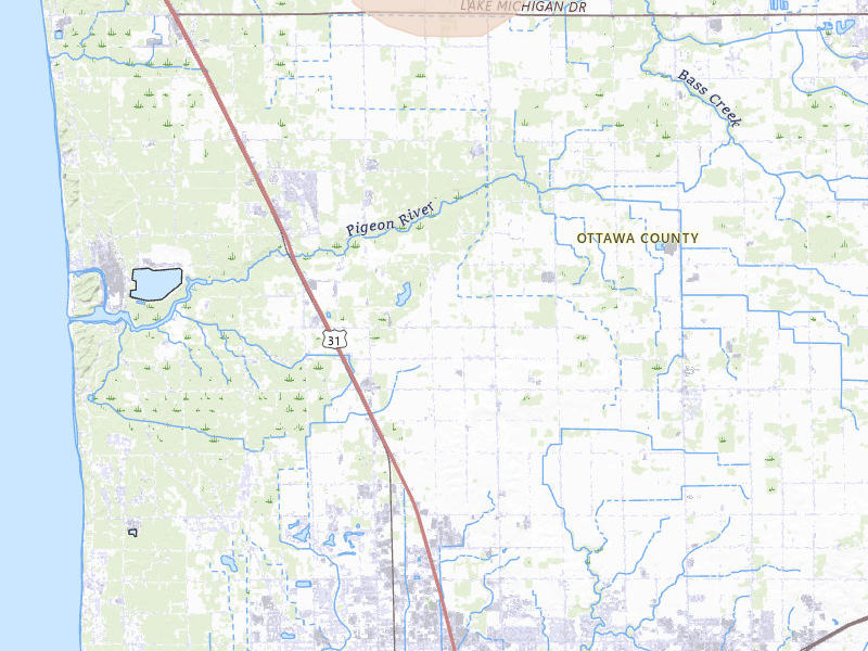Radar-estimated hail-size map of the storm over Holland, MI on Apr 14, 2026